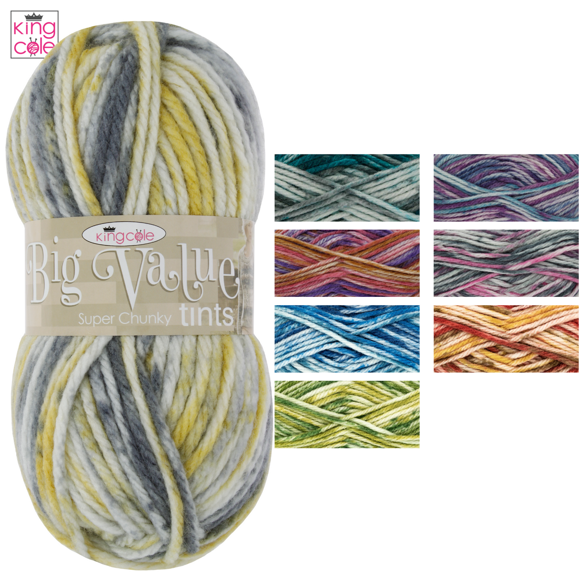King Cole Big Value Super Chunky Tints Wool 100g One Colour Left