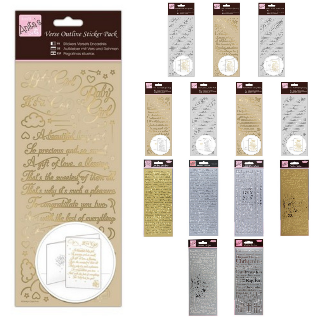 Glitzer-Aufkleber Von Anita's – Goldfarben, Selbstklebend, Perfekt Für Karten, Scrapbooking & Bastelprojekte