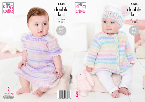 King Cole Knitting Pattern Baby Set - DK 5634