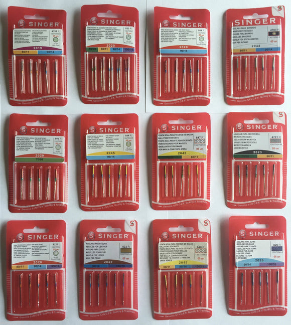 Singer Sewing Machine Needles - All Styles / Sizes