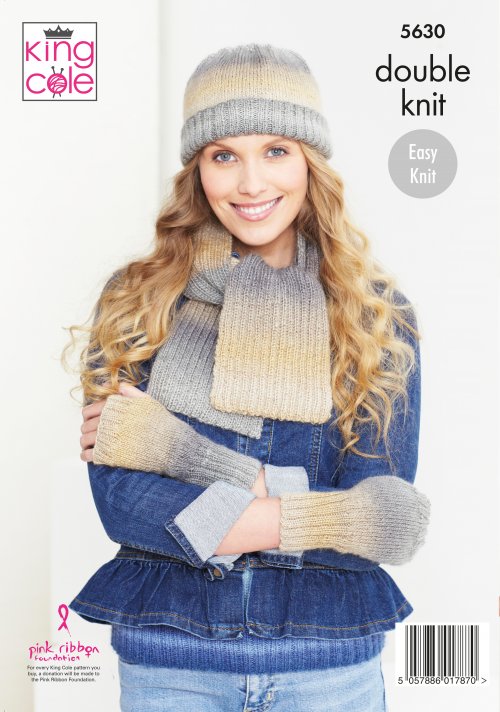 King Cole Knitting Pattern - 5630 Sweater and Accessories  Double Knit