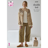 King Cole Pattern Ladies Cardigan and Waistcoat knitted in Natural Alpaca DK 6342