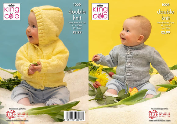 King Cole Pattern Baby Cardigans Knitted in Baby DK 1009