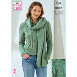 King Cole Pattern Ladies Scardigans knitted in Fashion Aran 6502