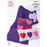 King Cole Pattern Throw and Cushion Covers knitted in Yummy Glitz 6397