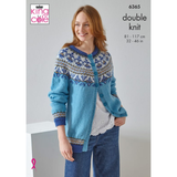 King Cole Pattern Ladies Fairisle Cardigan and Waistcoat knitted in Merino Blend DK 6365