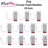 KnitPro Zing Fixed Circular Needles 22.5cm: All Sizes 2mm - 5mm