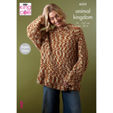 King Cole Pattern Ladies Sweater and Cardigan knitted in Animal Kingdom 6553