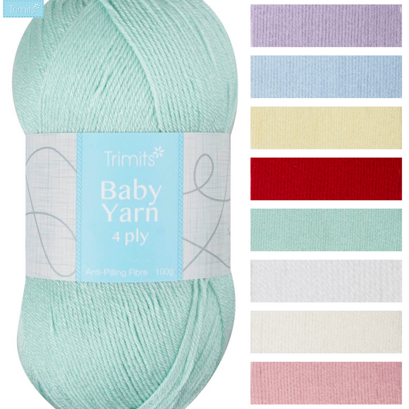 Trimits Knitting Yarn Baby 4 Ply 100g - All Shades