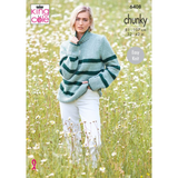 King Cole Pattern Ladies Sweater and Tank Top knitted in Dalesway Chunky 6408