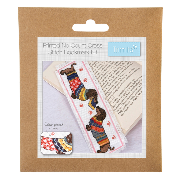 Trimits Cross Stitch Kit: Printed: Bookmark: Dachshund in Jumper