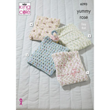King Cole Pattern Blankets Knitted in Yummy Rose 6293