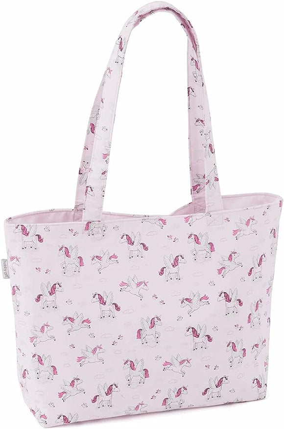 HobbyGift Craft Bag (M) - Shoulder Tote - Glitter Unicorns Pink