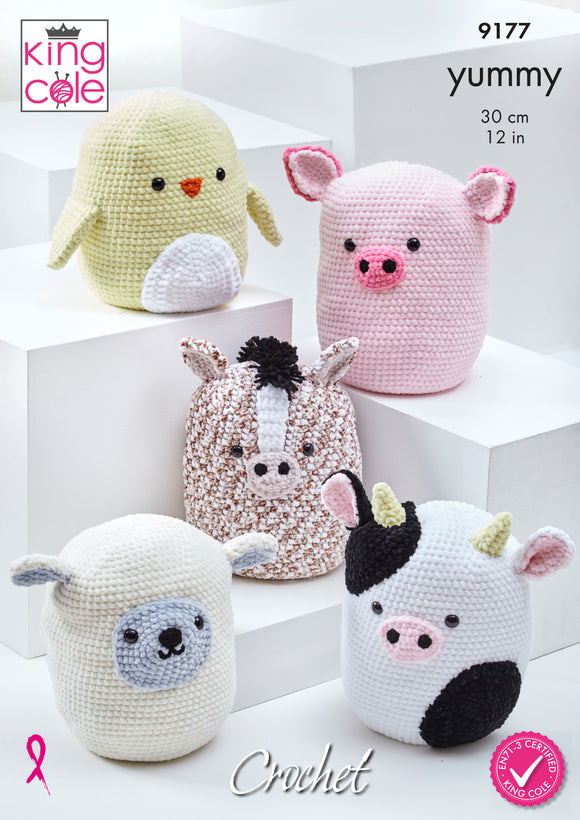 King Cole Crochet Pattern Squishy Amigurumi Toys: Crocheted in Yummy and Big Value Chunky 9177