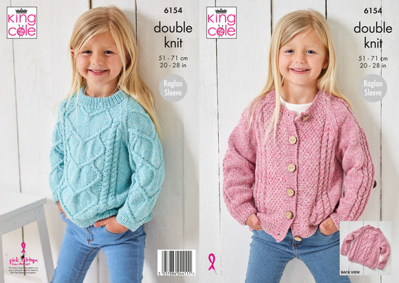 King Cole Knitting Pattern Sweater and Cardigan - Knitted in Simply Denim DK 6154