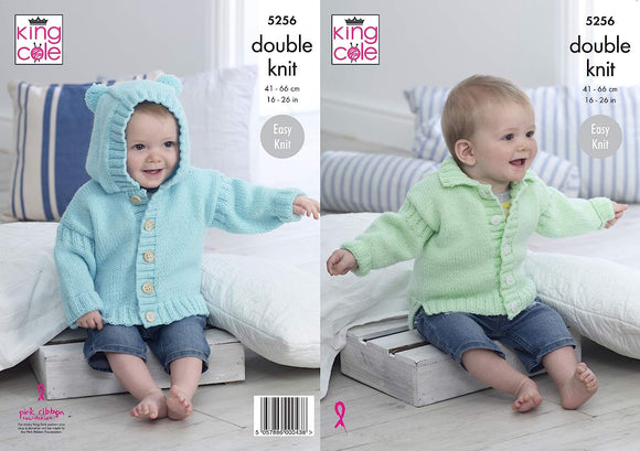 King Cole Pattern Jackets Knitted in Big Value Baby DK 50g 5256