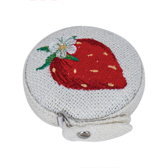 HobbyGift Tape Measure: Embroidered: Natural Strawberries