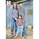 King Cole Pattern Family Sweaters knitted in Homespun Prism Aran 6304