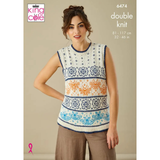 King Cole Pattern Ladies Tank Top and Waistcoat knitted in Finesse Cotton Silk DK 6474