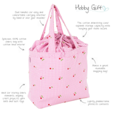 HobbyGift Craft Bag - Drawstring - Embroidered Cherries