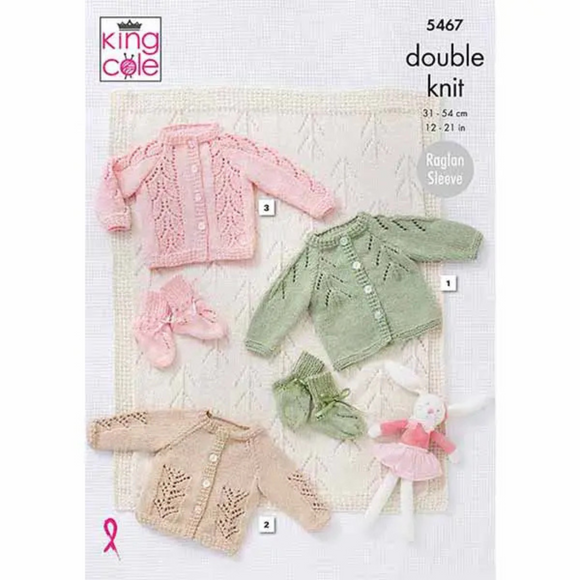 King Cole Pattern Babies Cardigans, Blankets & Booties Knitted in Cottonsoft DK 5467