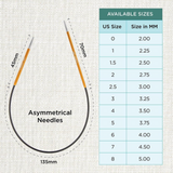 KnitPro Zing Fixed Circular Needles Asymmetrical 25cm: All Sizes 2mm - 5mm