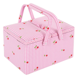 HobbyGift Large Sewing Box Twin Lid - Embroidered Cherries