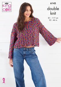 King Cole Knitting Pattern Sweaters - Knitted in Jitterbug DK 6143