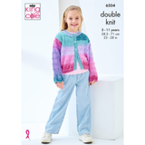 King Cole Pattern Girls Cardigan and Waistcoat knitted in Curiosity DK 6504