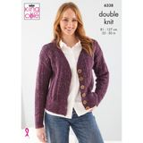 King Cole Pattern Ladies Cardigan and Slipover knitted in Merino Blend DK 6338