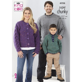 King Cole Pattern Family Sweaters and Cardigan knitted in Big Value Super Chunky Tweed 6356