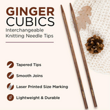 KnitPro Ginger Cubics Circular Interchangeable Needles 13cm : All Sizes