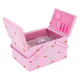 HobbyGift Large Sewing Box Twin Lid - Embroidered Cherries