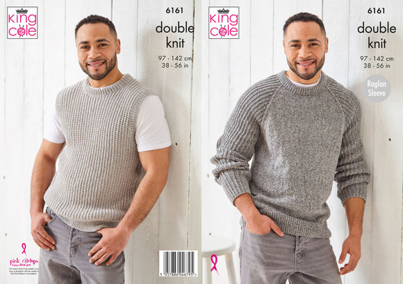 King Cole Knitting Pattern Sweater and Slipover - Knitted in Simply Denim DK 6161