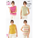 King Cole Pattern Ladies Tank Tops and Waistcoat knitted in Cottonsoft DK 6472