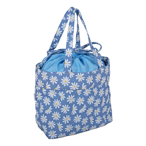 HobbyGift Craft Bag (M): Drawstring: Denim Daisies