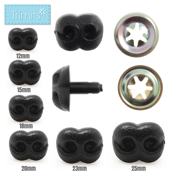 Trimits Toy Safety Noses - Black - Packs of 4 - Range of Sizes