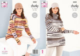 King Cole Pattern Ladies Round and Cowl Neck Sweaters: Knitted in Safari Chunky 5929