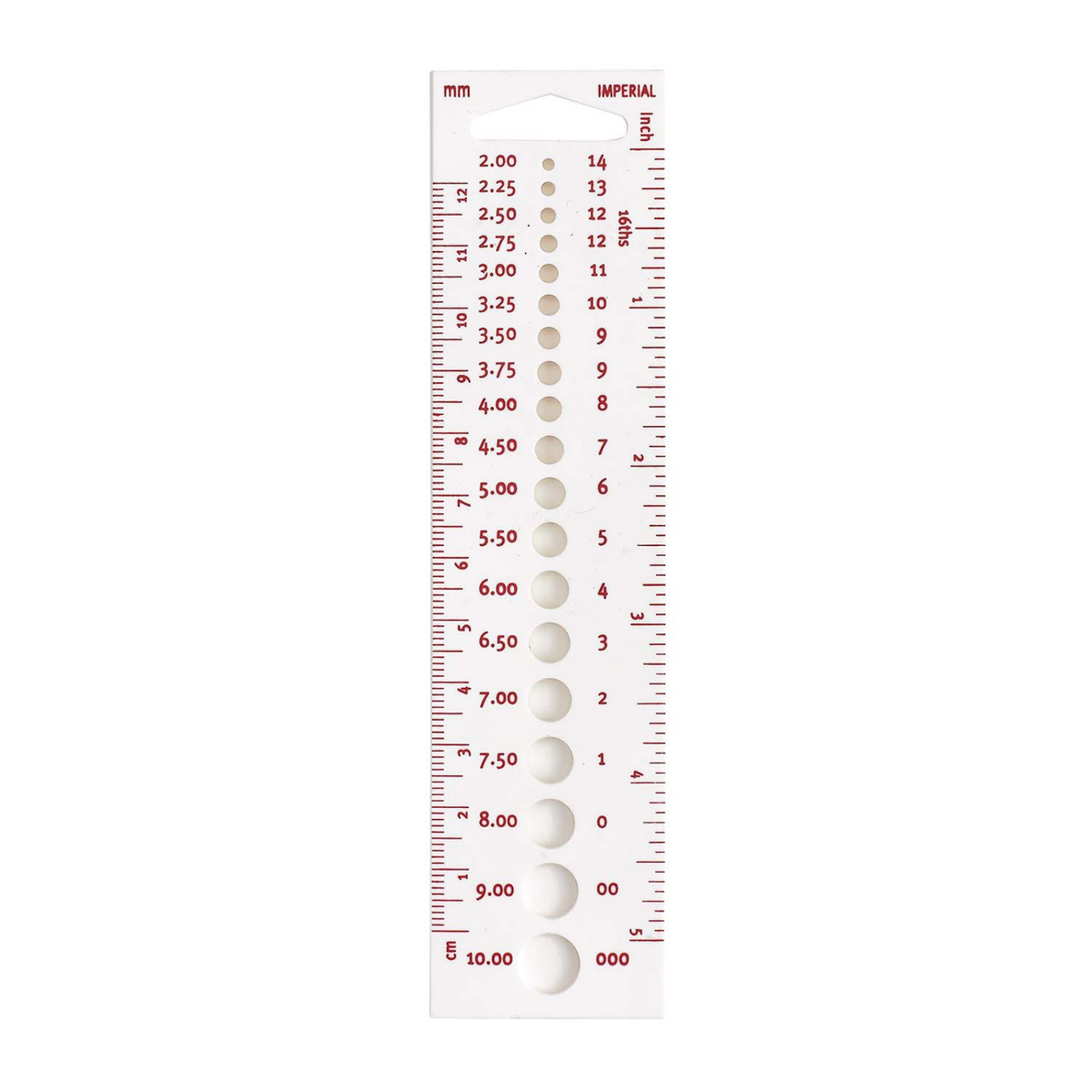Pony Knitting Needle Gauge Ruler - Imperial / Metric / US Sizes - 12cm ...