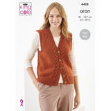 King Cole Pattern Ladies Slipover and Waistcoat knitted in Wool Aran 6428