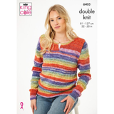 King Cole Pattern Ladies Sweater and Slipover knitted in Bramble DK 6403