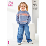 King Cole Pattern Kids Sweaters knitted in Cherished 4Ply 6516