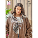 King Cole Pattern Ladies Scarves and Shawls knitted in Cottagespun DK 6498