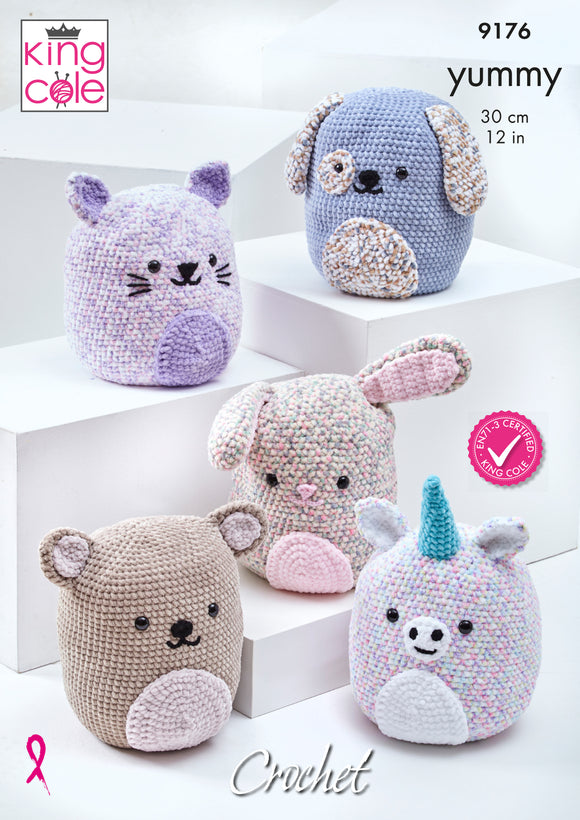 King Cole Crochet Pattern Squishy Amigurumi Toys: Crocheted in Yummy and Big Value Chunky 9176