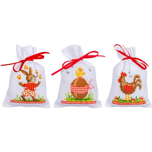 Vervaco Counted Cross Stitch Kit: Gift Bags: Easter Animals: Set of 3