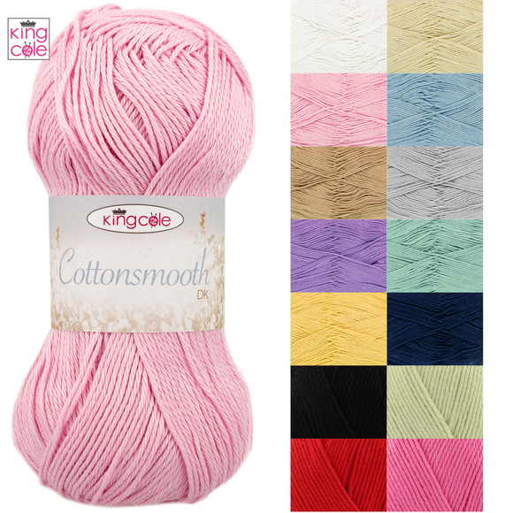 King Cole Cottonsmooth DK 100g Yarn - All Colours 
