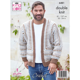 King Cole Pattern Ladies and Mens Hexagon Cardigan’s crocheted in Merino Blend DK 6481