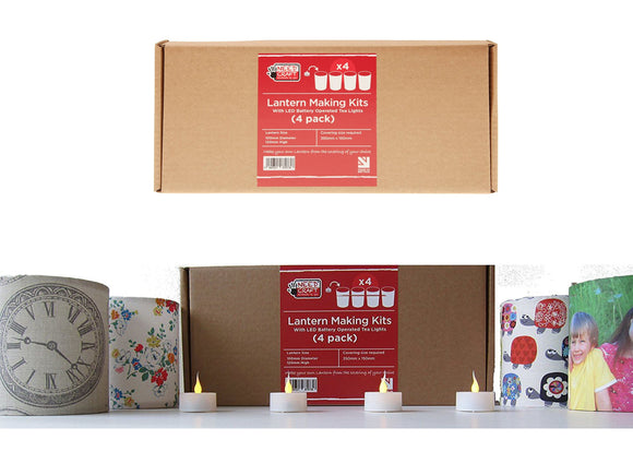 DIY Lantern Making Kit 4 Pack + LED Tea Lights - 12cm Height- UK Made Need Craft