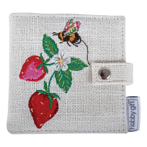 HobbyGift Needle Case: Embroidered: Natural Strawberries