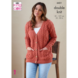 King Cole Pattern Ladies Cardigan and Waistcoat knitted in Merino Blend DK 6431